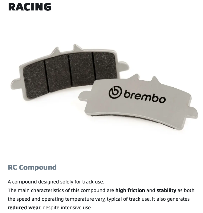 * Brembo OEM "C Shape pads" * Price per Calliper