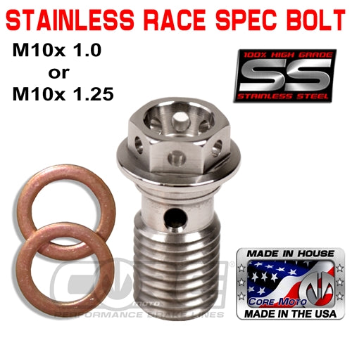 STAINLESS RACE SPEC PRE-DRILLED HEAD SINGLE LENGTH BANJO BOLT
