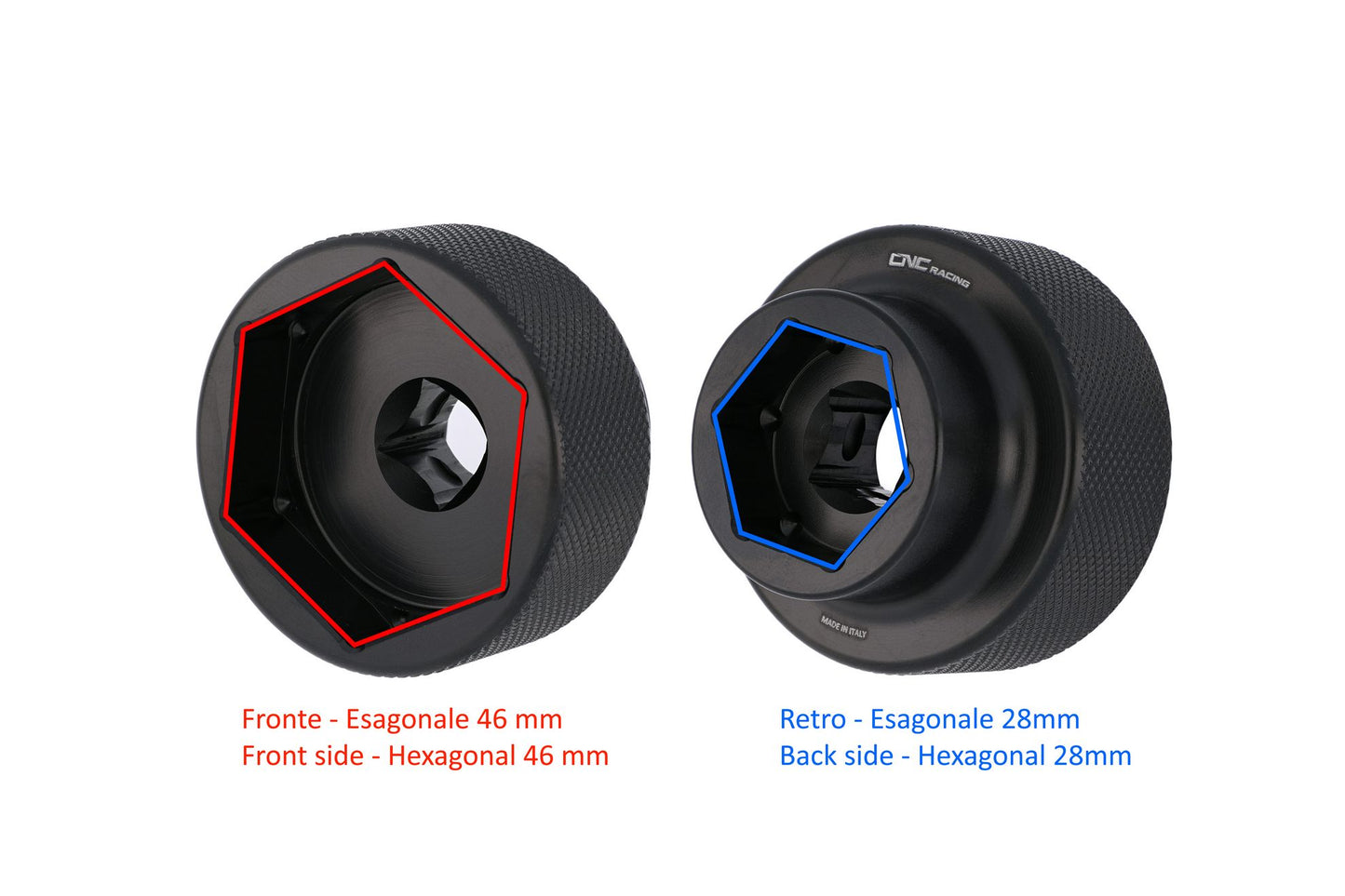 Socket drive tool for front and rear wheel nuts DUCATI 46mm / 28mm