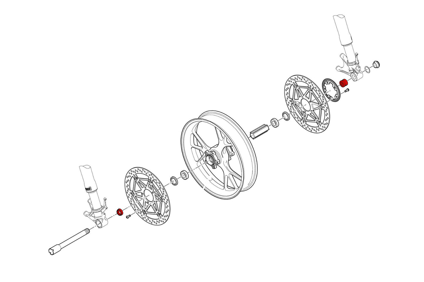 Bushing kit front wheel Ducati ( CAPTIVE SPACERS ) * Panigale Kit *