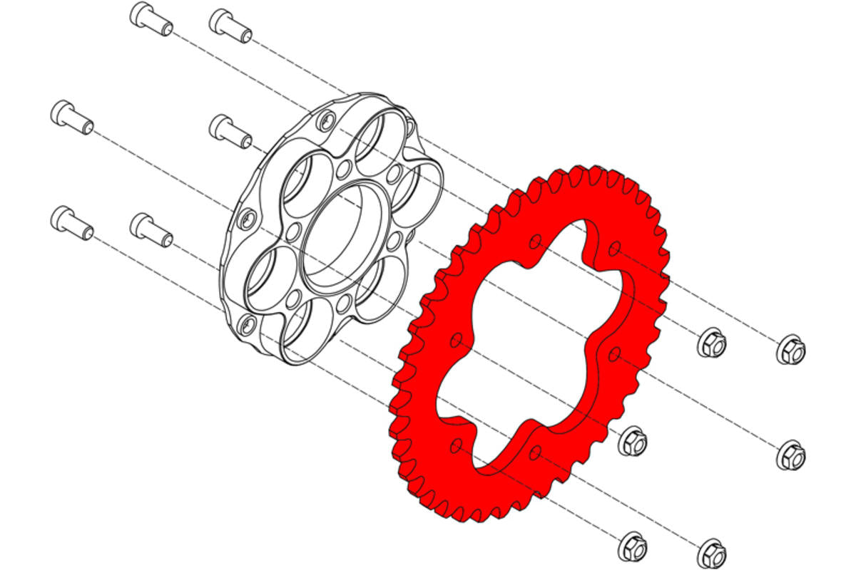 Ring gear 6 holes Ducati ( Select Chain Pitch and tooth count )